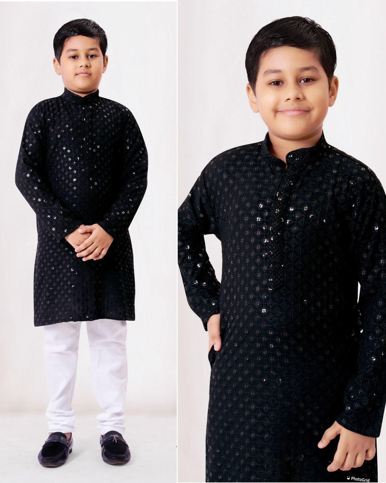 Beautiful Kids Boy Sequence Kurta Pyjama