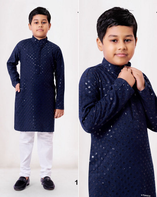 Beautiful Kids Boy Sequence Kurta Pyjama