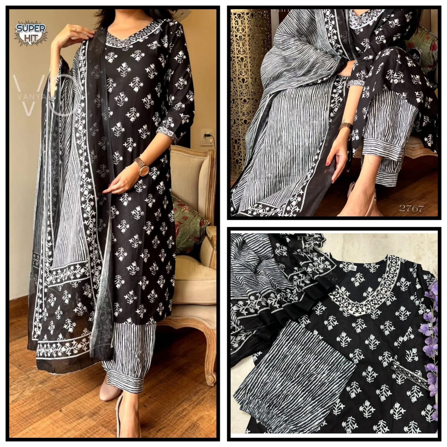 Beautiful Designer Pure Cotton Full Stiched Kurti Pant with Dupatta